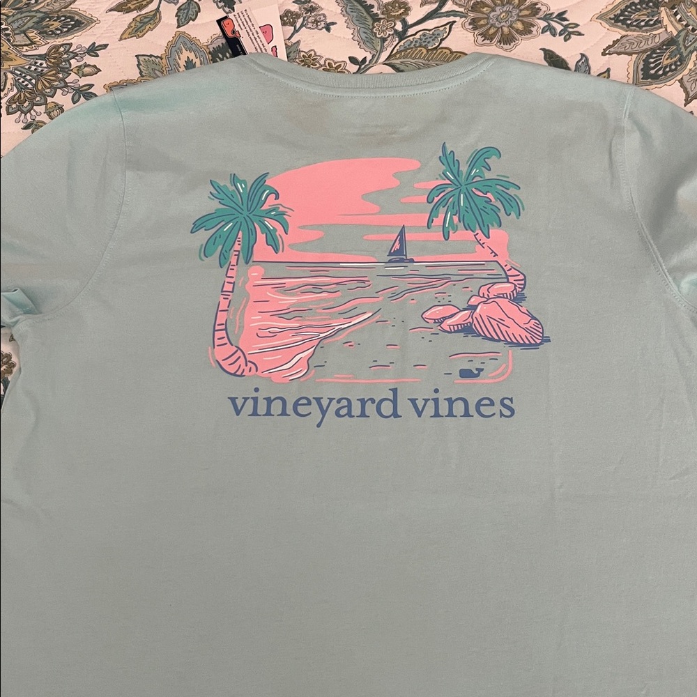 NWT Vineyard Vines SS Beach Scenic Pocket Beachcomber Blue T-shirt, size L. - Picture 10 of 10